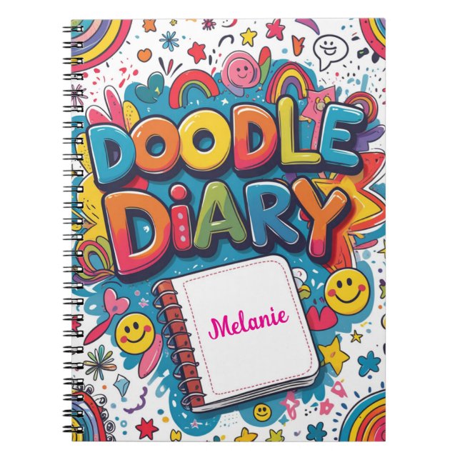 Caderno Espiral Doodle Diary – Divertido & Criativo Personalizado  (Frente)