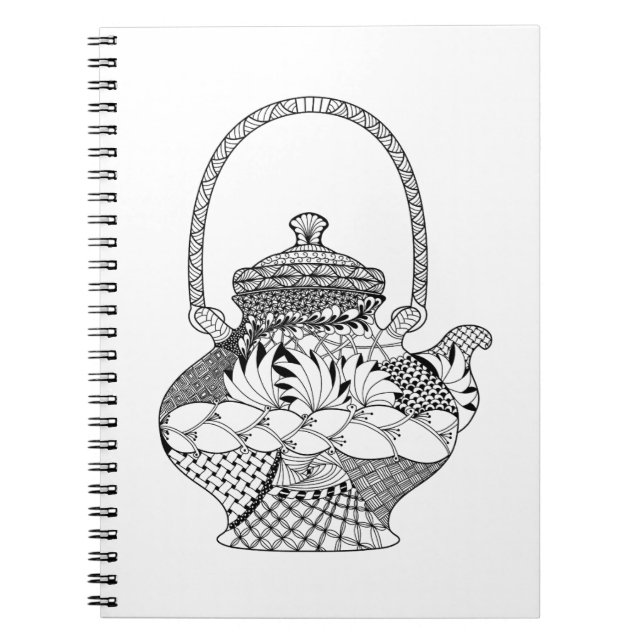 Caderno Espiral Doodle do bule (Frente)