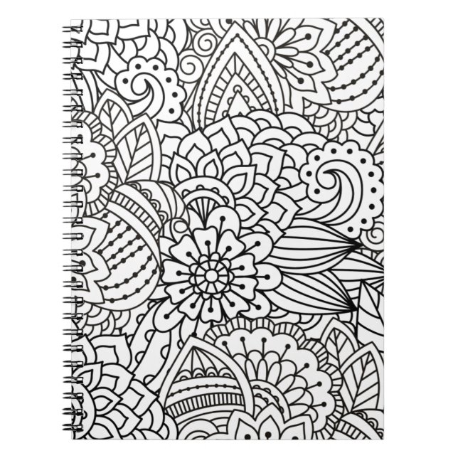 Caderno Espiral Doodle do design da flor (Frente)