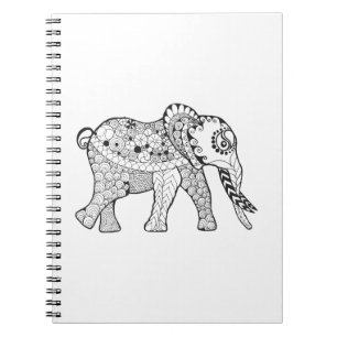 Caderno Espiral Doodle do elefante