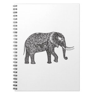 Caderno Espiral Doodle do elefante da fantasia