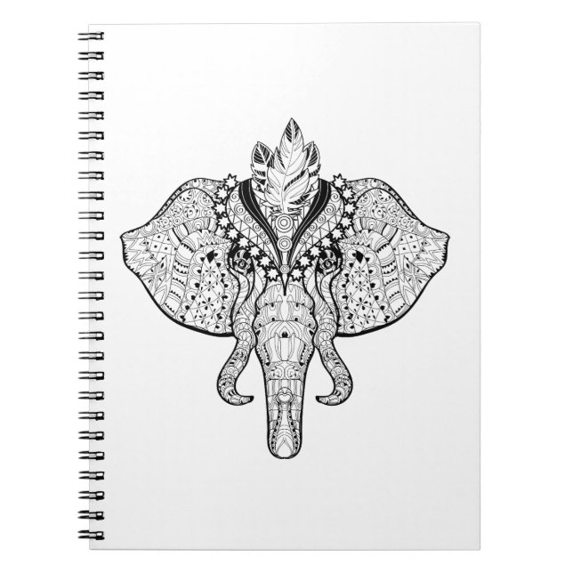 Caderno Espiral Doodle do elefante do circo (Frente)