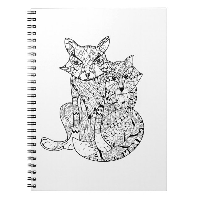 Caderno Espiral Doodle do Fox de Boho (Frente)
