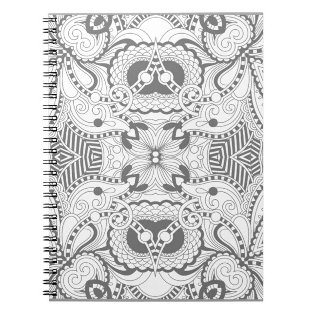 Caderno Espiral Doodle do quadrado da flor (Frente)