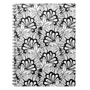 Caderno Espiral Doodle do teste padrão de flor