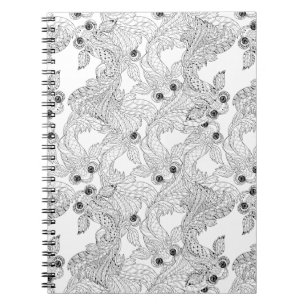 Caderno Espiral Doodle dos peixes de China