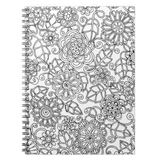 Caderno Espiral Doodle floral étnico