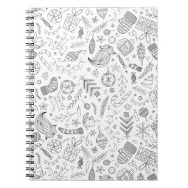 Caderno Espiral Doodle Natal Branco