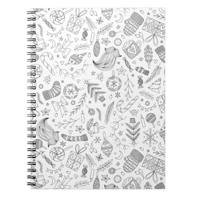 Caderno Espiral Doodle Natal Branco (Frente)