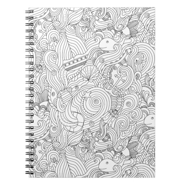 Caderno Espiral Doodle náutico (Frente)