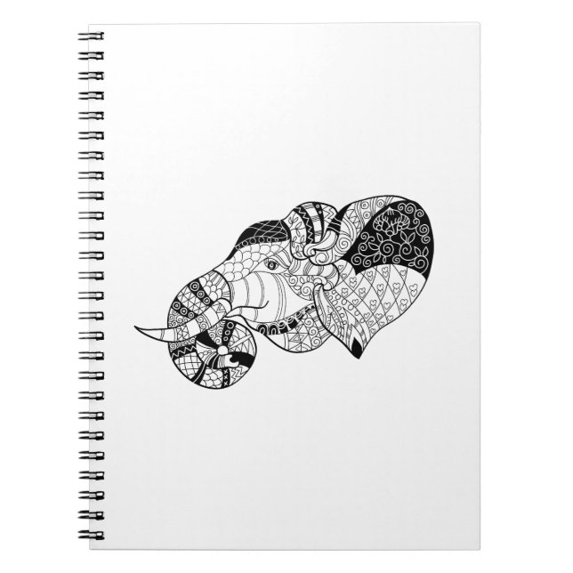 Caderno Espiral Doodle principal de Zenstyle do elefante (Frente)