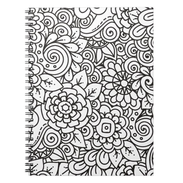 Caderno Espiral Doodle retro floral (Frente)
