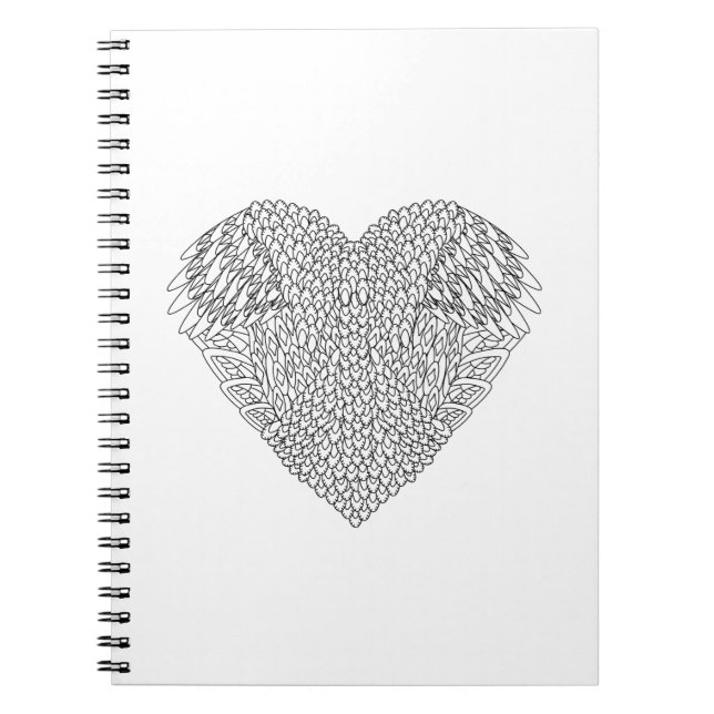 Caderno Espiral Doodle voado do coração (Frente)