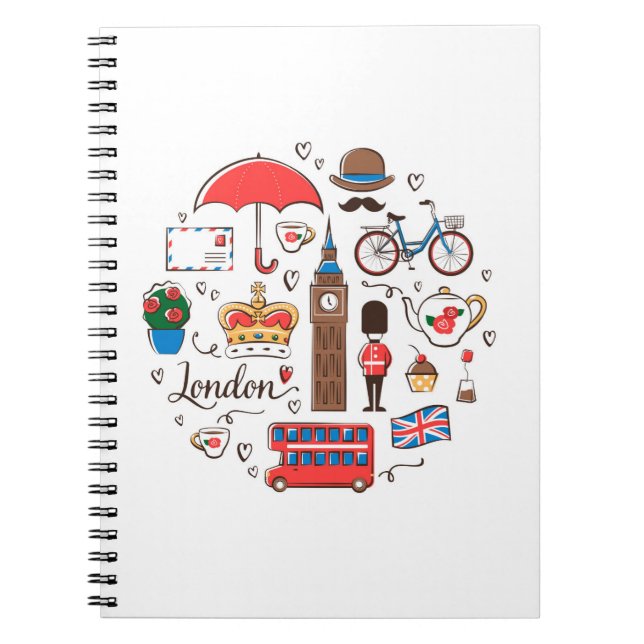 Caderno Espiral Doodles de Londres (Frente)