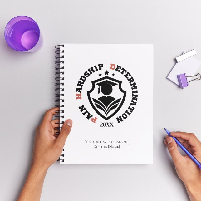 Caderno Espiral Dor, Dificuldade, Determinação – Citação Engraçada (Criador carregado)