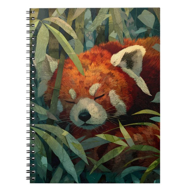 Caderno Espiral Dormir Red Panda Lush Bamboo Art (Frente)