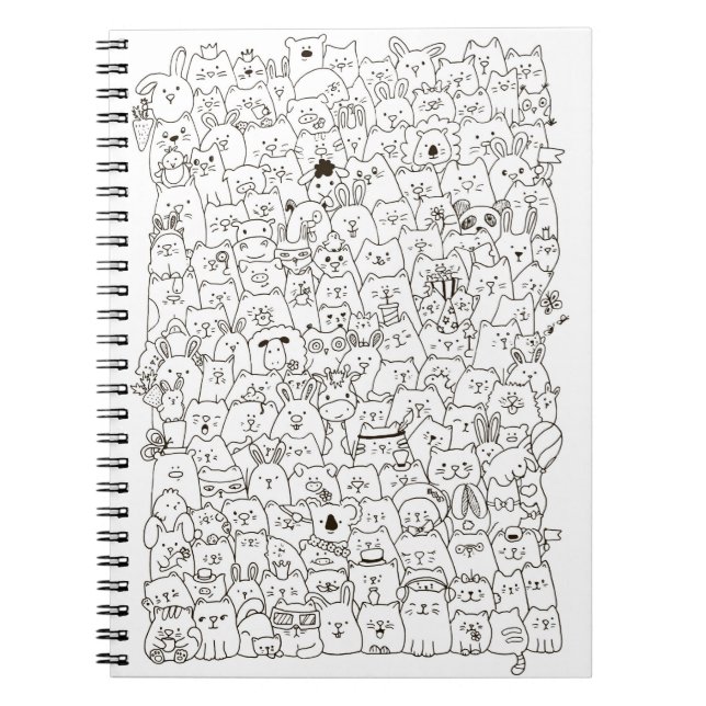 Caderno Espiral Dos "Doodle gatos & do Co" (Frente)