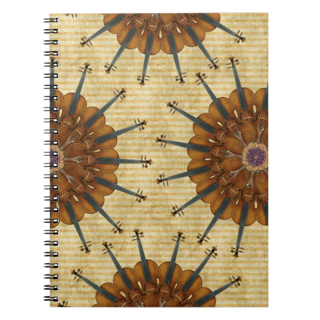 Caderno espiral dos girassóis do violino (Frente)