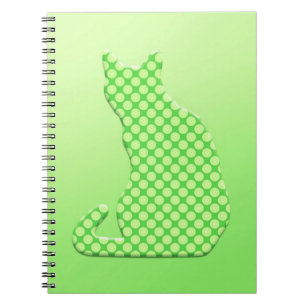 Caderno Espiral Dotty Cat - tons de verde limão