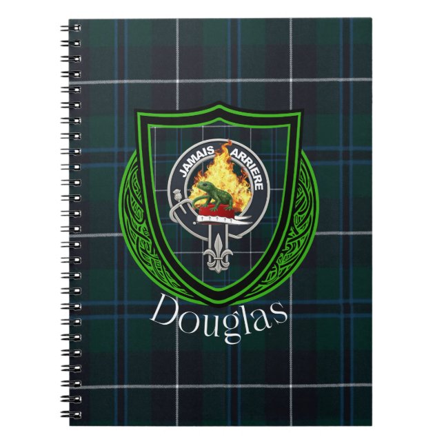 Caderno Espiral Douglas Scottish Clan Tartan & Crest (Frente)