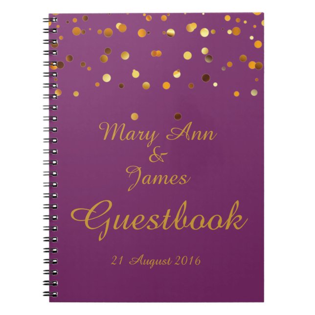 Caderno Espiral Dourada Confetti Glitter Faux Foil Blue Guest (Frente)