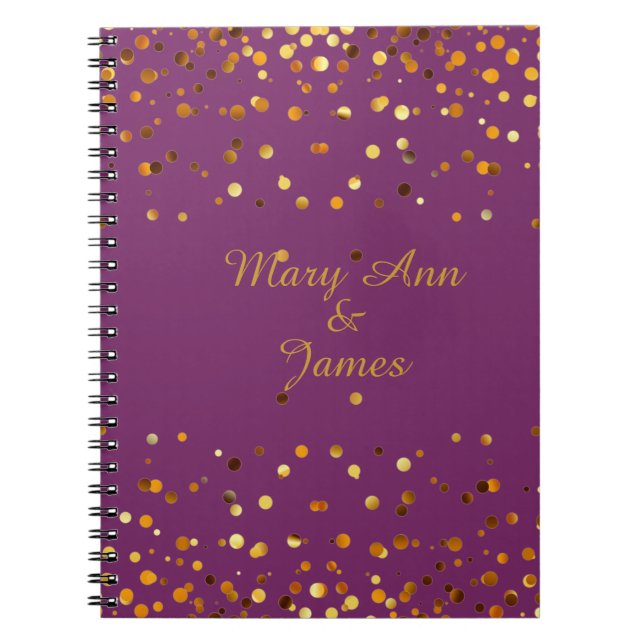 Caderno Espiral Dourada Confetti Glitter Faux Foil Puro artesanato (Frente)