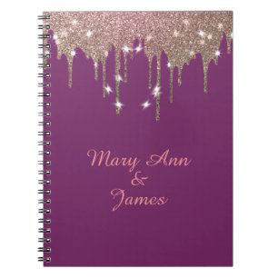 Caderno Espiral Dourada Confetti Glitter Faux Foil Puro artesanato