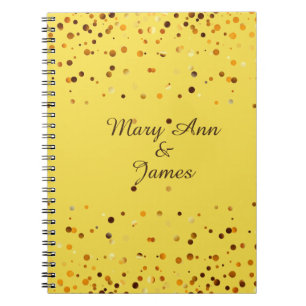 Caderno Espiral Dourada Confetti Glitter Faux Foil Yellow artesana