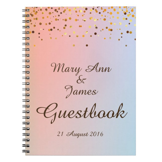 Caderno Espiral Dourada Confetti Glitter Faux Foil Yellow Guest (Frente)