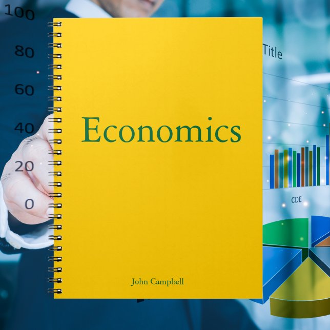 Caderno Espiral Dourada economia personalizada educacional (Empower Economics Learning: Compile Insights and Notes in our Gold Colored Personalized Notebook.)