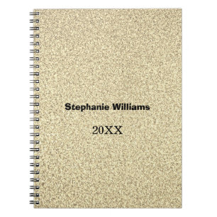 Caderno Espiral Dourada Glitter Black Custom Name