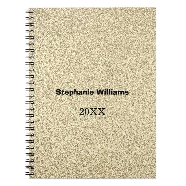 Caderno Espiral Dourada Glitter Black Custom Name (Frente)