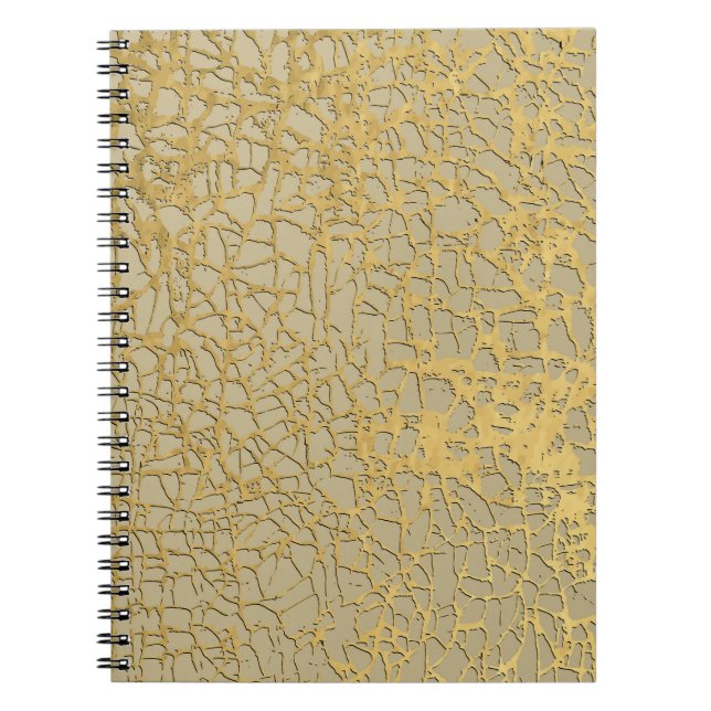 Caderno Espiral Dourada Marblagem: Grunge Texture Design (Frente)