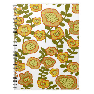 Caderno Espiral Dourada Olive Orange Floral Design © Cathy Thompso