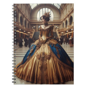 Caderno Espiral Dourada Princesa Steampunk Victorian Industrial