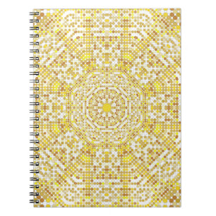 Caderno Espiral Dourada textura de padrão com mosaicos de ouro no