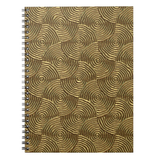Caderno Espiral Dourada textura do círculo: Abstrato sem costura. (Frente)