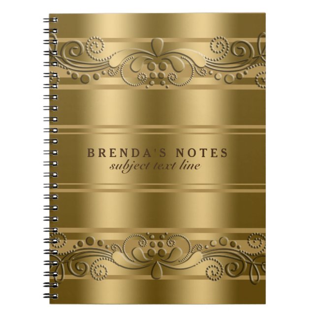 Caderno Espiral Douradas Elegantes Com Lugar Dourado (Frente)