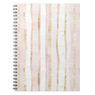 Caderno Espiral Douradas faixas brancas cor-de-rosa