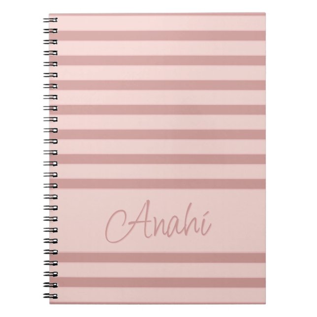 Caderno Espiral Douradas faixas rosa rosa rosa-rosa personalizadas (Frente)
