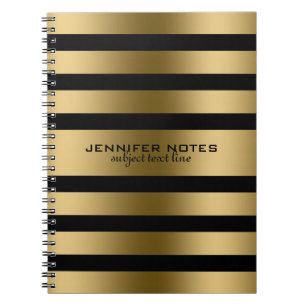 Caderno Espiral Douradas Metálicas Fundo Preto