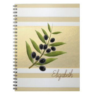 Caderno Espiral Douradas Modernas, Ramo de Oliva - Personalizado