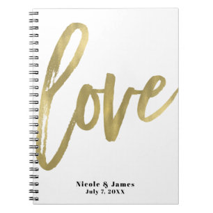 Caderno Espiral Dourado AMOR Moderno Planejamento de Casamento de 