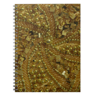 Caderno Espiral Dourado brilho e pérolas