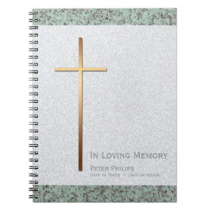 Caderno Espiral Dourado Cross Stone 2 Memorial Funeral