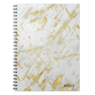 Caderno Espiral Dourado e branco Glam Elegante do Marble
