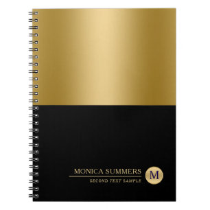 Caderno Espiral Dourado e preto personalizado