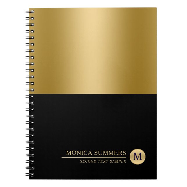 Caderno Espiral Dourado e preto personalizado (Frente)