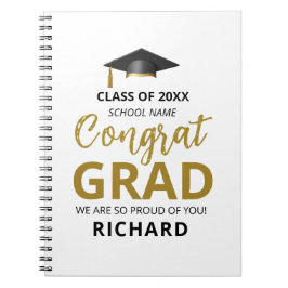 Caderno Espiral Dourado e preto | Presente Personalizado para Form