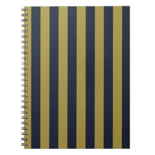 Caderno Espiral Dourado Elegante e Marinho - faixas verticais azui